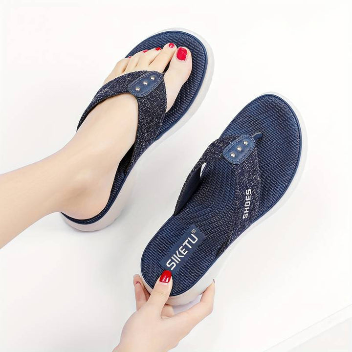 Womens Slip-On Wedge Flip Flops