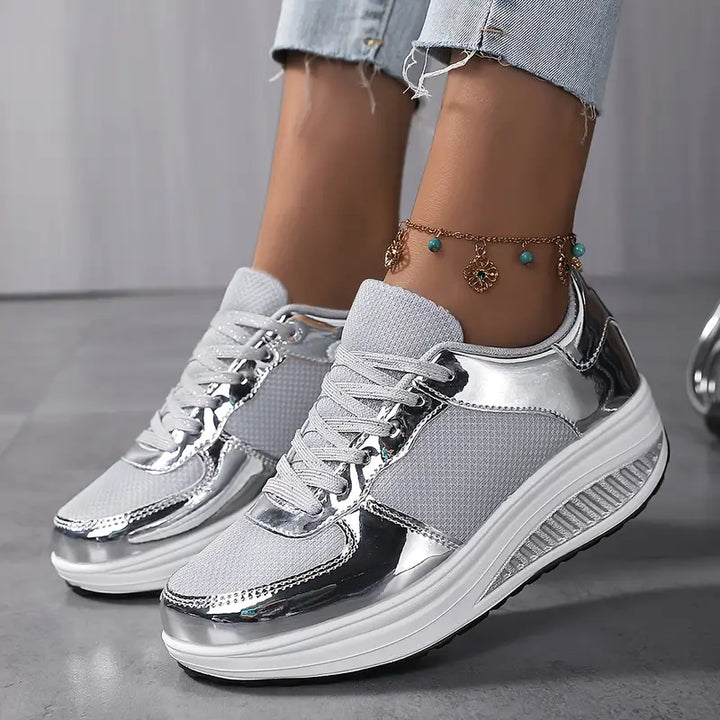 Women's Metallic Platform Wedge Sneakers