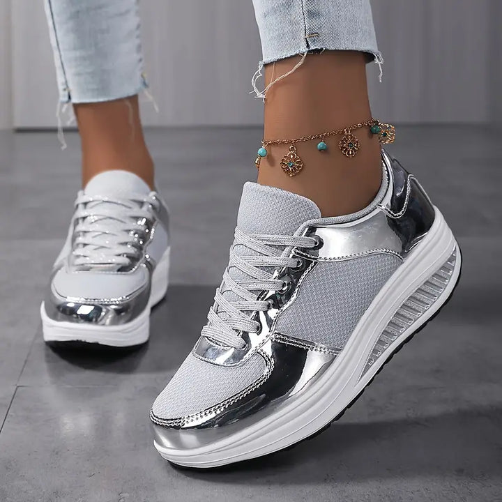 Women's Metallic Platform Wedge Sneakers