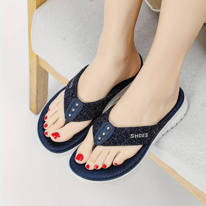 Womens Slip-On Wedge Flip Flops