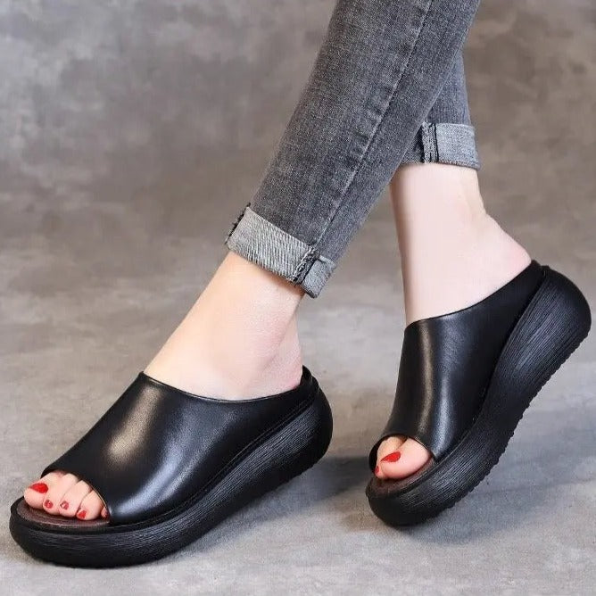 Women's Leather Walking Slippers